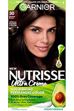 Darkest Brown Hair Color Nutrisse Ultra creme Nourishing permanent color Gray Coverage - Garnier